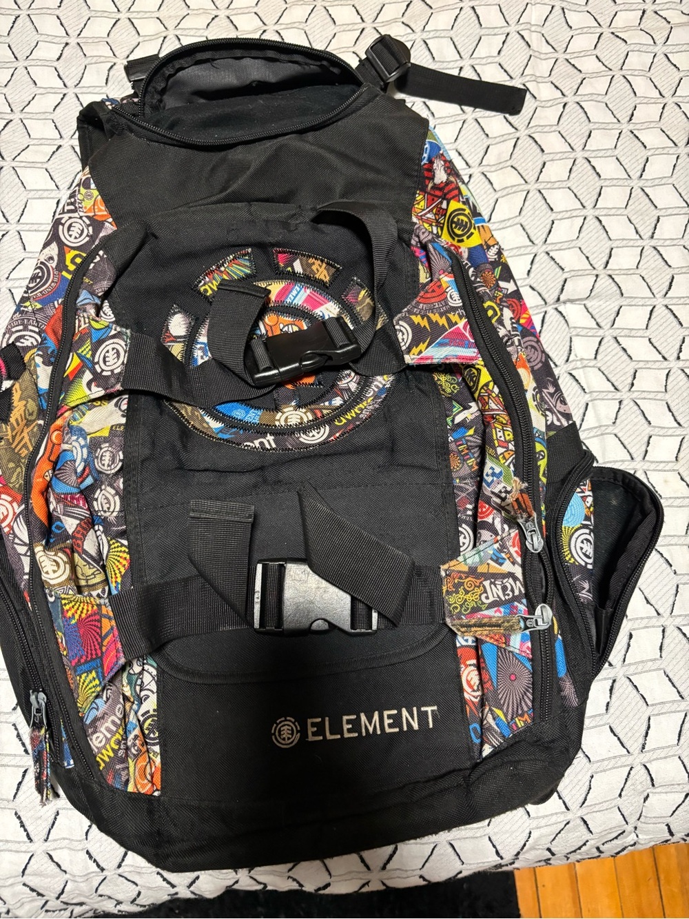 Element Black Backpack with Multicolor Graphic Panels